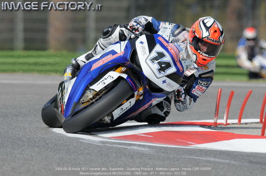 2009-09-26 Imola 1671 Variante alta - Superbike - Qualifyng Practice - Matthieu Lagrive - Honda CBR1000RR